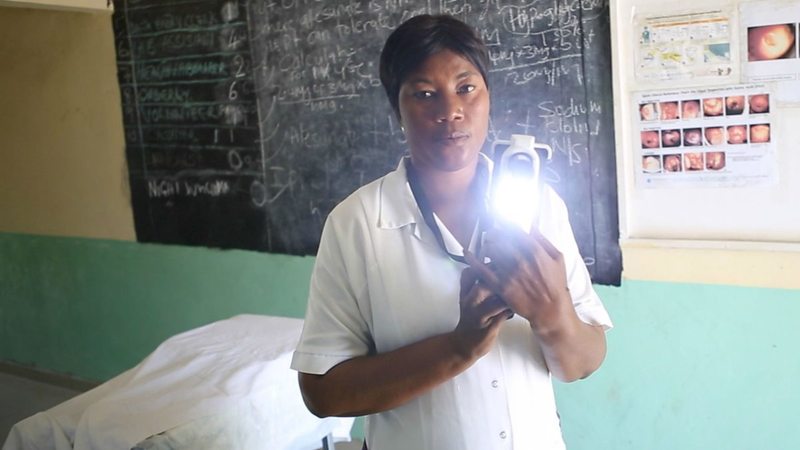 Nurse using the EVA system in Gambia / Credit: BBC
